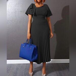 Elegant Black Pleated Dress